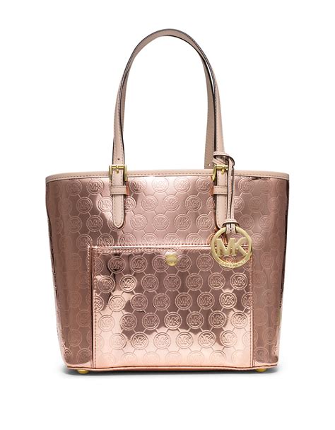 rose pink michael kors purse|Michael Kors large gold tote.